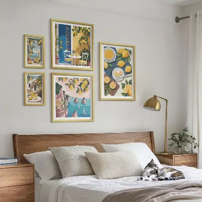 Set slika iznad kauča Limunska svježina boho ljeta set slika s motivom limuna u boho stilu