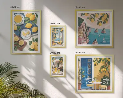 Set slika iznad kauča Limunska svježina boho ljeta set slika s motivom limuna u boho stilu