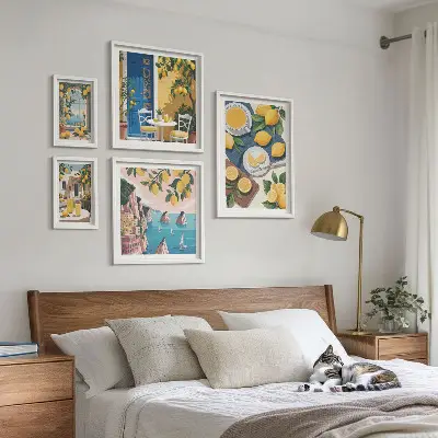 Set slika iznad kauča Limunska svježina boho ljeta set slika s motivom limuna u boho stilu