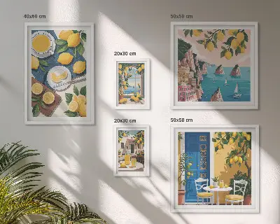 Set slika iznad kauča Limunska svježina boho ljeta set slika s motivom limuna u boho stilu