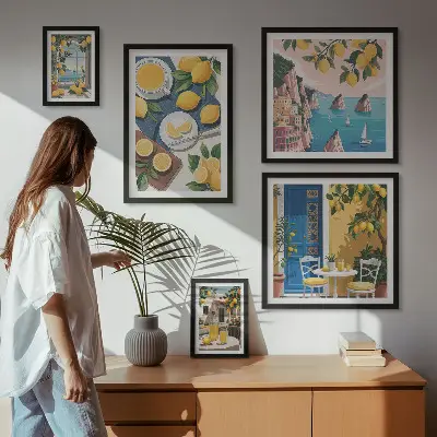 Set slika iznad kauča Limunska svježina boho ljeta set slika s motivom limuna u boho stilu