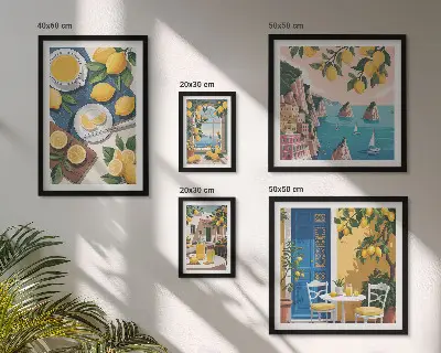 Set slika iznad kauča Limunska svježina boho ljeta set slika s motivom limuna u boho stilu