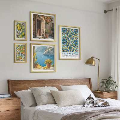 Set slika iznad kauča Cvjetovi talijanskog amalfijskog citrusa
