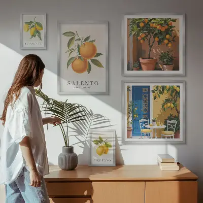 Set od 5 slika u okviru voćni motiv u talijanskom rustikalnom stilu