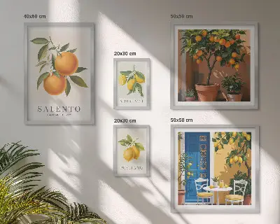 Set od 5 slika u okviru voćni motiv u talijanskom rustikalnom stilu