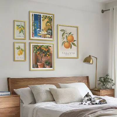 Set od 5 slika u okviru voćni motiv u talijanskom rustikalnom stilu