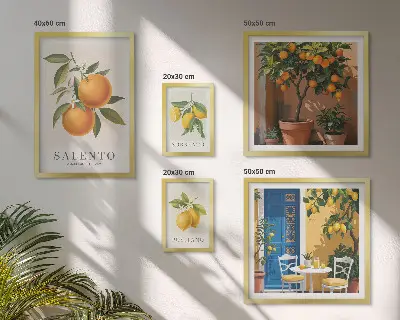 Set od 5 slika u okviru voćni motiv u talijanskom rustikalnom stilu