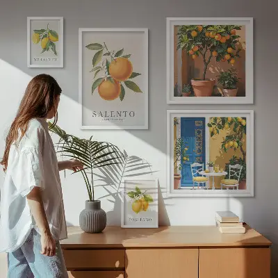 Set od 5 slika u okviru voćni motiv u talijanskom rustikalnom stilu
