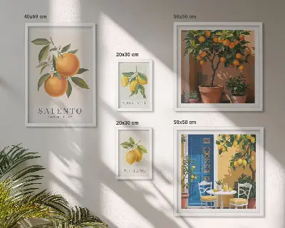 Set od 5 slika u okviru voćni motiv u talijanskom rustikalnom stilu