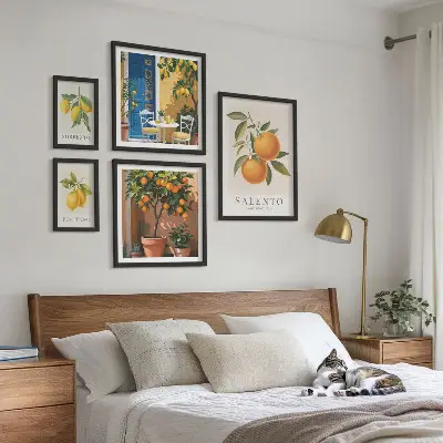 Set od 5 slika u okviru voćni motiv u talijanskom rustikalnom stilu