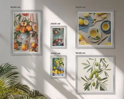 Rustikalni ukras s motivom voća i cvijeća poliptih u okviru