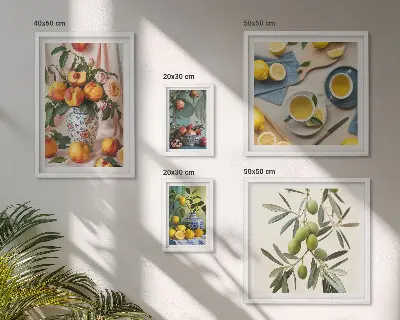 Rustikalni ukras s motivom voća i cvijeća poliptih u okviru