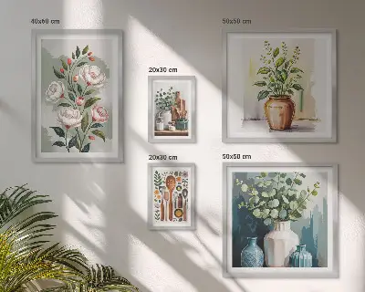 Set slika za kuhinju s motivom biljaka elegantni ukrasi iznad kauča