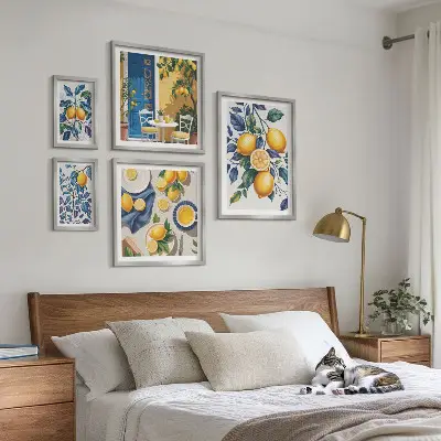Set slika iznad kauča provansalska kuhinja s motivom citrusa