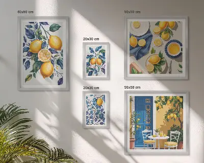 Set slika iznad kauča provansalska kuhinja s motivom citrusa