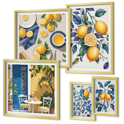 Set slika iznad kauča provansalska kuhinja s motivom citrusa