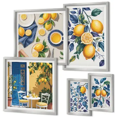 Set slika iznad kauča provansalska kuhinja s motivom citrusa