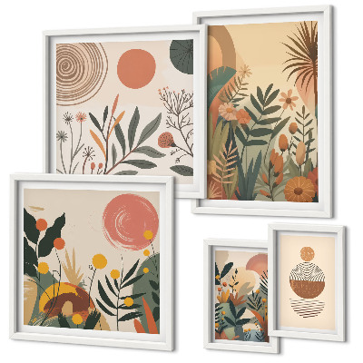 Set 5 slika u okviru Apstraktni boho biljni motivi
