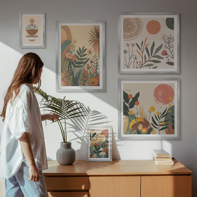 Set 5 slika u okviru Apstraktni boho biljni motivi