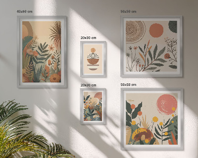 Set 5 slika u okviru Apstraktni boho biljni motivi
