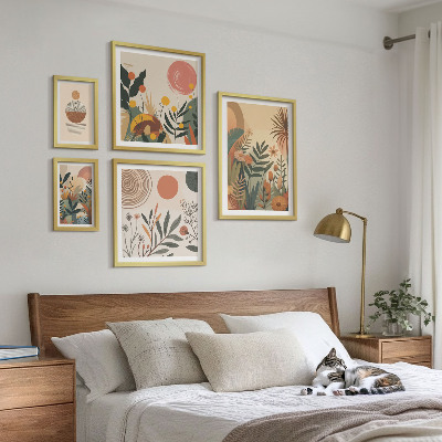 Set 5 slika u okviru Apstraktni boho biljni motivi