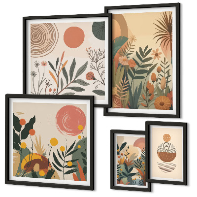 Set 5 slika u okviru Apstraktni boho biljni motivi