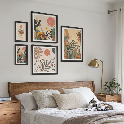 Set 5 slika u okviru Apstraktni boho biljni motivi