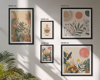 Set 5 slika u okviru Apstraktni boho biljni motivi