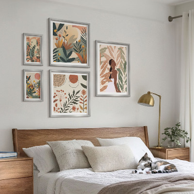 Set slika iznad kauča Boho stil s figurom biljke