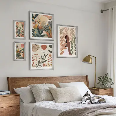 Set slika za iznad kauča boho stil s motivom biljke
