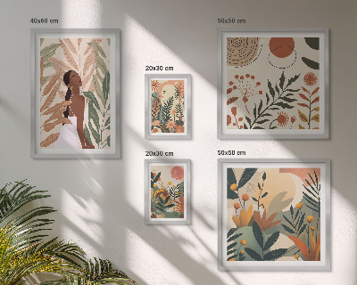 Set slika iznad kauča Boho stil s figurom biljke