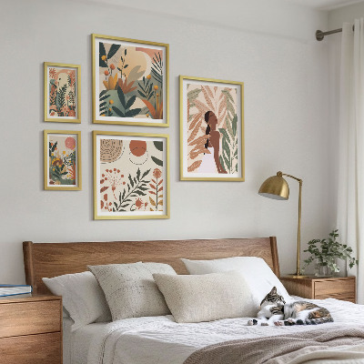 Set slika iznad kauča Boho stil s figurom biljke