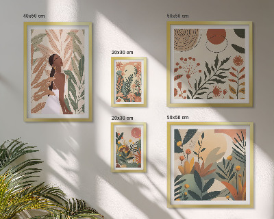 Set slika iznad kauča Boho stil s figurom biljke