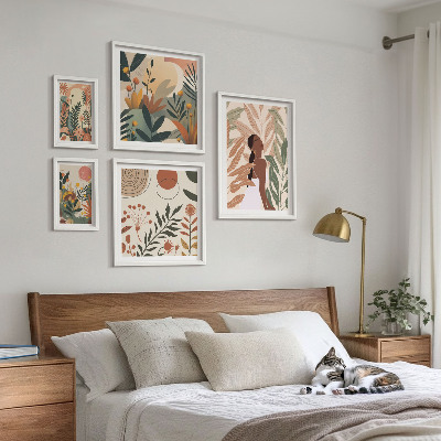 Set slika iznad kauča Boho stil s figurom biljke
