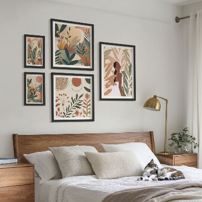 Set slika iznad kauča Boho stil s figurom biljke