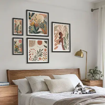 Set slika za iznad kauča boho stil s motivom biljke