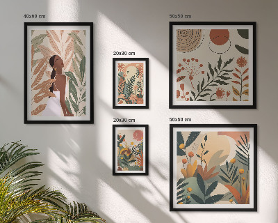 Set slika iznad kauča Boho stil s figurom biljke