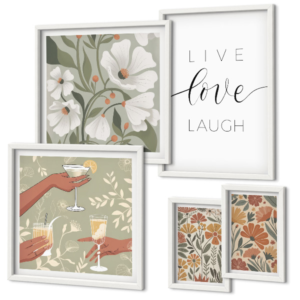 Set 5 slika u okviru Elegantni slogani s cvjetnom grafikom