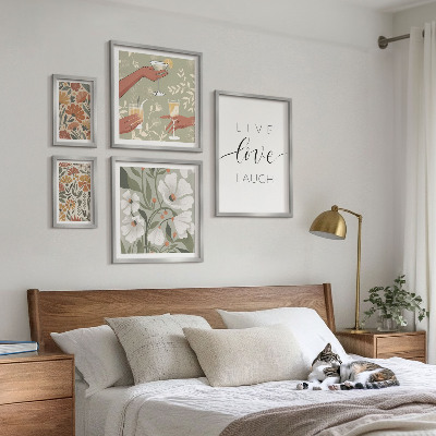 Set 5 slika u okviru Elegantni slogani s cvjetnom grafikom