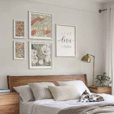 Set 5 slika u okviru Elegantni slogani s cvjetnom grafikom