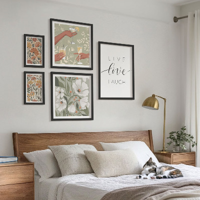 Set 5 slika u okviru Elegantni slogani s cvjetnom grafikom