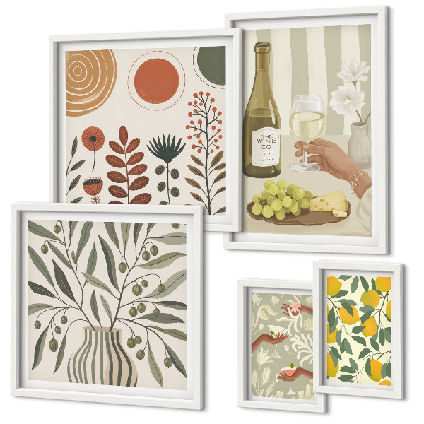Set slika iznad kauča Elegantni ukrasi za vino