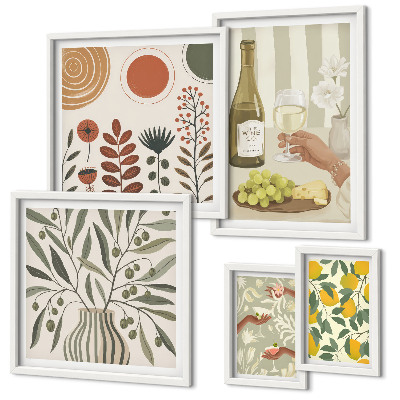 Set slika iznad kauča Elegantni ukrasi za vino