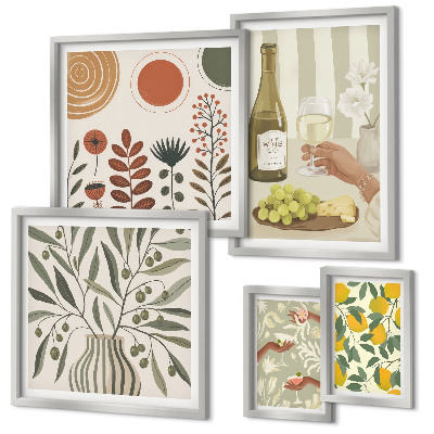 Set slika iznad kauča Elegantni ukrasi za vino