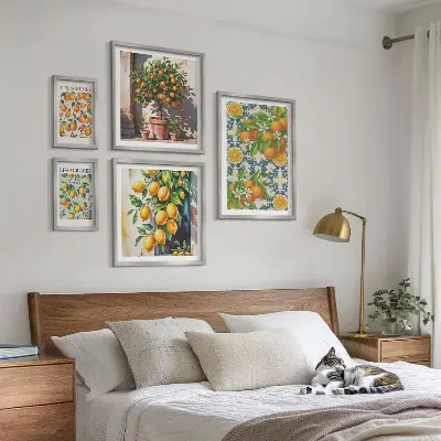 Set 5 slika u okviru motiv cvijeća agruma u vintage stilu