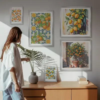 Set 5 slika u okviru motiv cvijeća agruma u vintage stilu