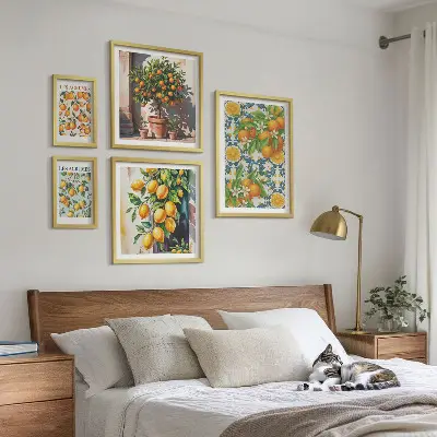 Set 5 slika u okviru motiv cvijeća agruma u vintage stilu