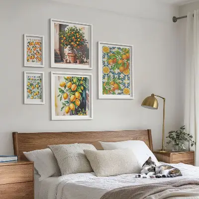 Set 5 slika u okviru motiv cvijeća agruma u vintage stilu