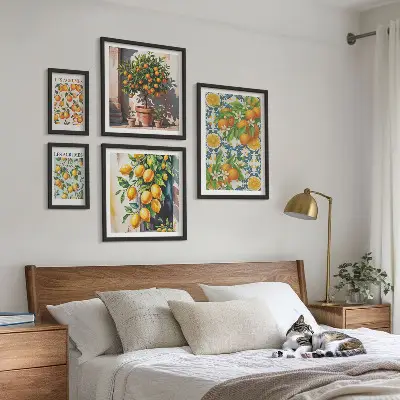 Set 5 slika u okviru motiv cvijeća agruma u vintage stilu