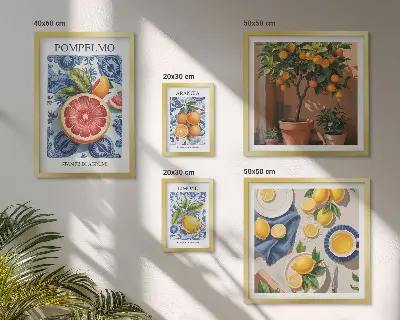 Starinski ukrasi od citrusa poliptih u okviru